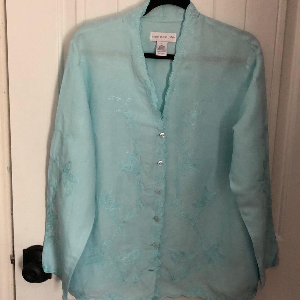 Susan Graver Large light blue tunic